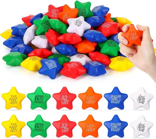 Loomini; 200 Pack Motivational Stress Relief Balls Anxiety Sensory Balls Bulk Hand Exercise Stress Balls with Quote Inspirational Sensory Fidget Ball for Adults Teens Kids Gift School Gifts; Category:Bouncy Balls; Image:1